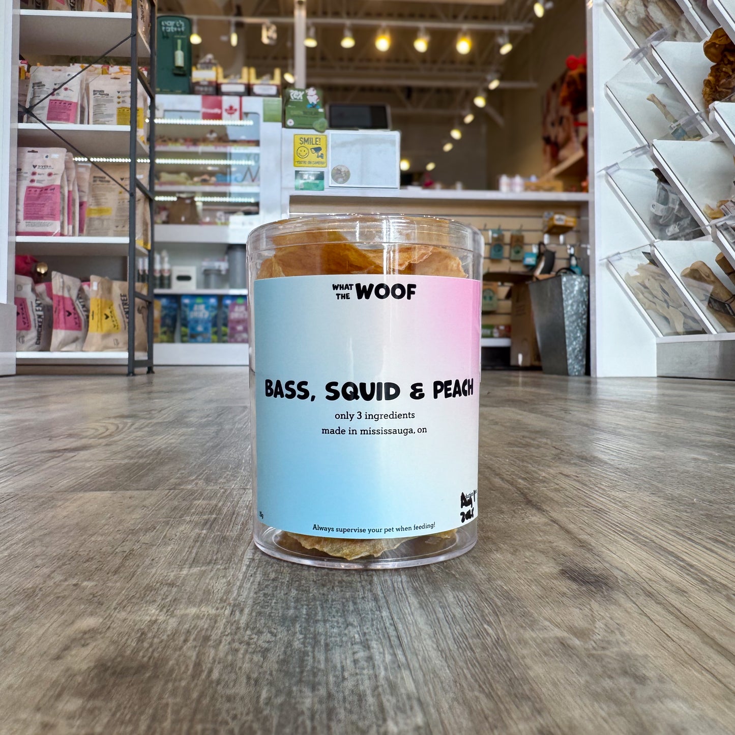 Bass, squid & peach