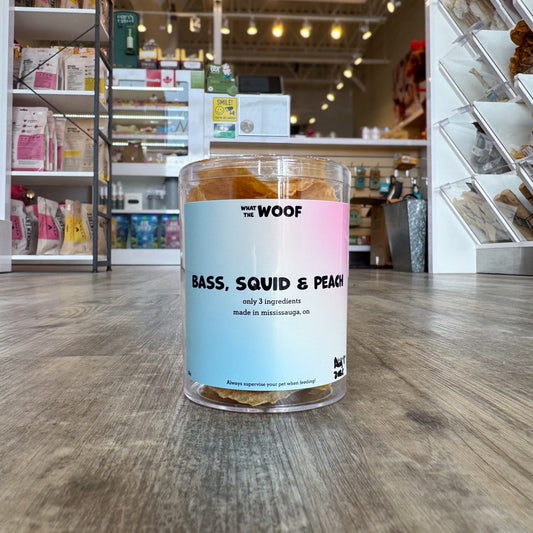 Bass, squid & peach